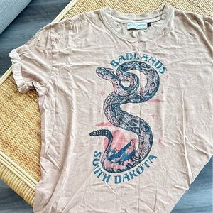 Burnt Orange Oversized Graphic T-Shirt with South Dakota Snake Design
